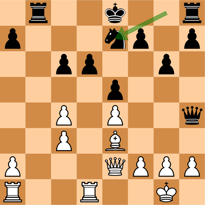 Chess board position showing engine candidate move with green arrow indicating pawn move from h5 to h4